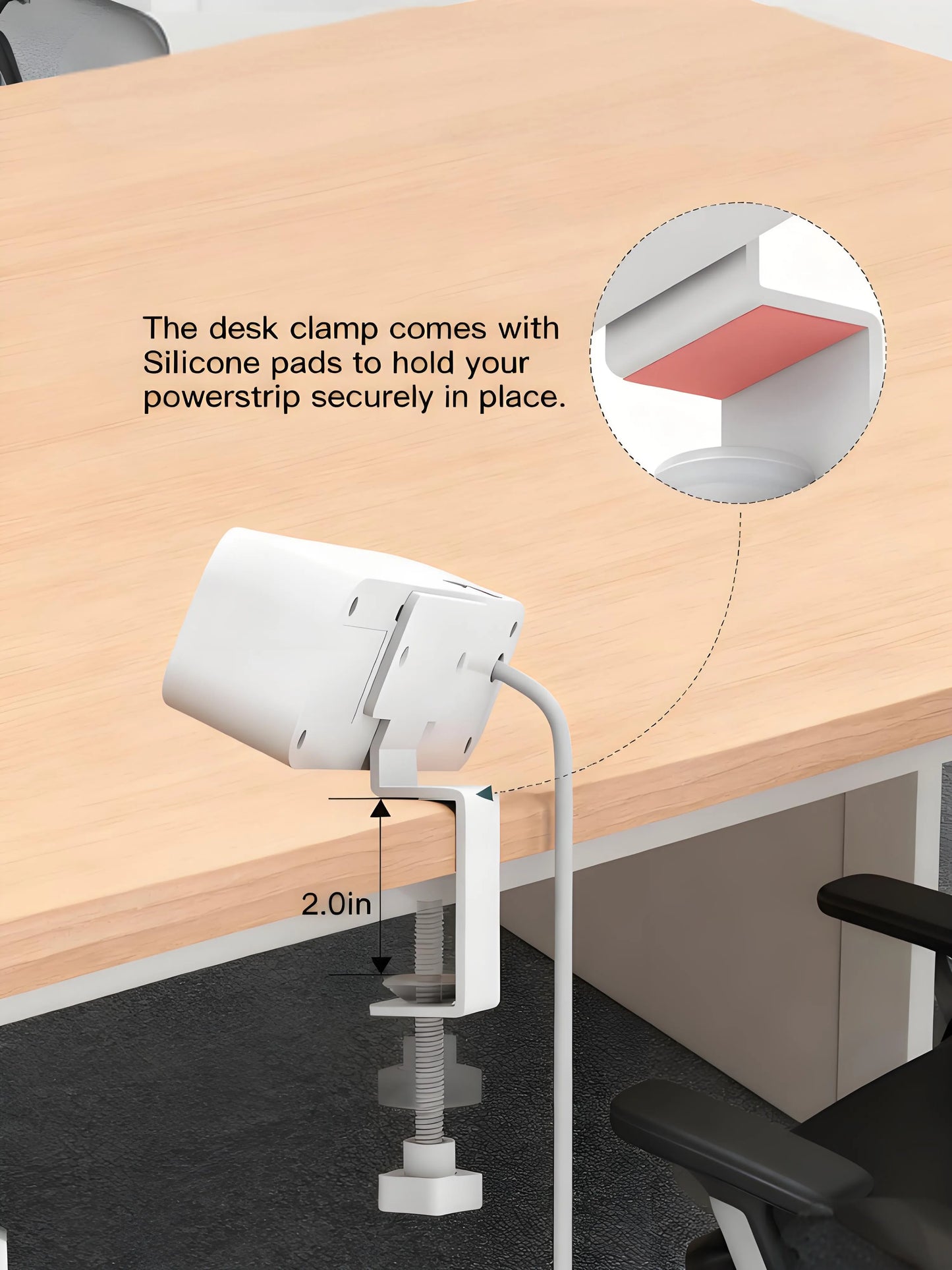 30W PD USB-C Power Strip with Desk Clamp, Flat Plug Surge Protector for Home & Office