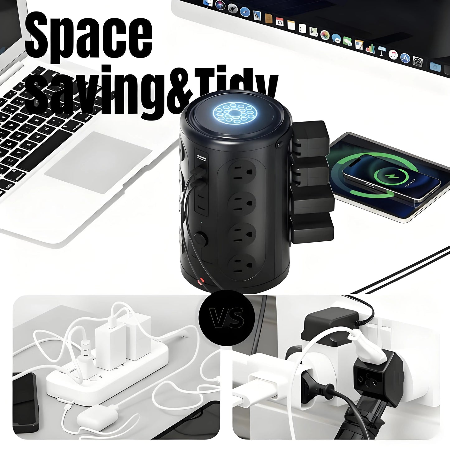 21-in-1 Power Strip Tower with USB Ports, Surge Protector Tower with 16 AC Outlets, 3 USB-A, 2 USB-C Ports for Home Office, Movie Room, Bedroom