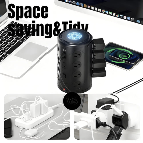 21-in-1 Power Strip Tower with USB Ports, Surge Protector Tower with 16 AC Outlets, 3 USB-A, 2 USB-C Ports for Home Office, Movie Room, Bedroom