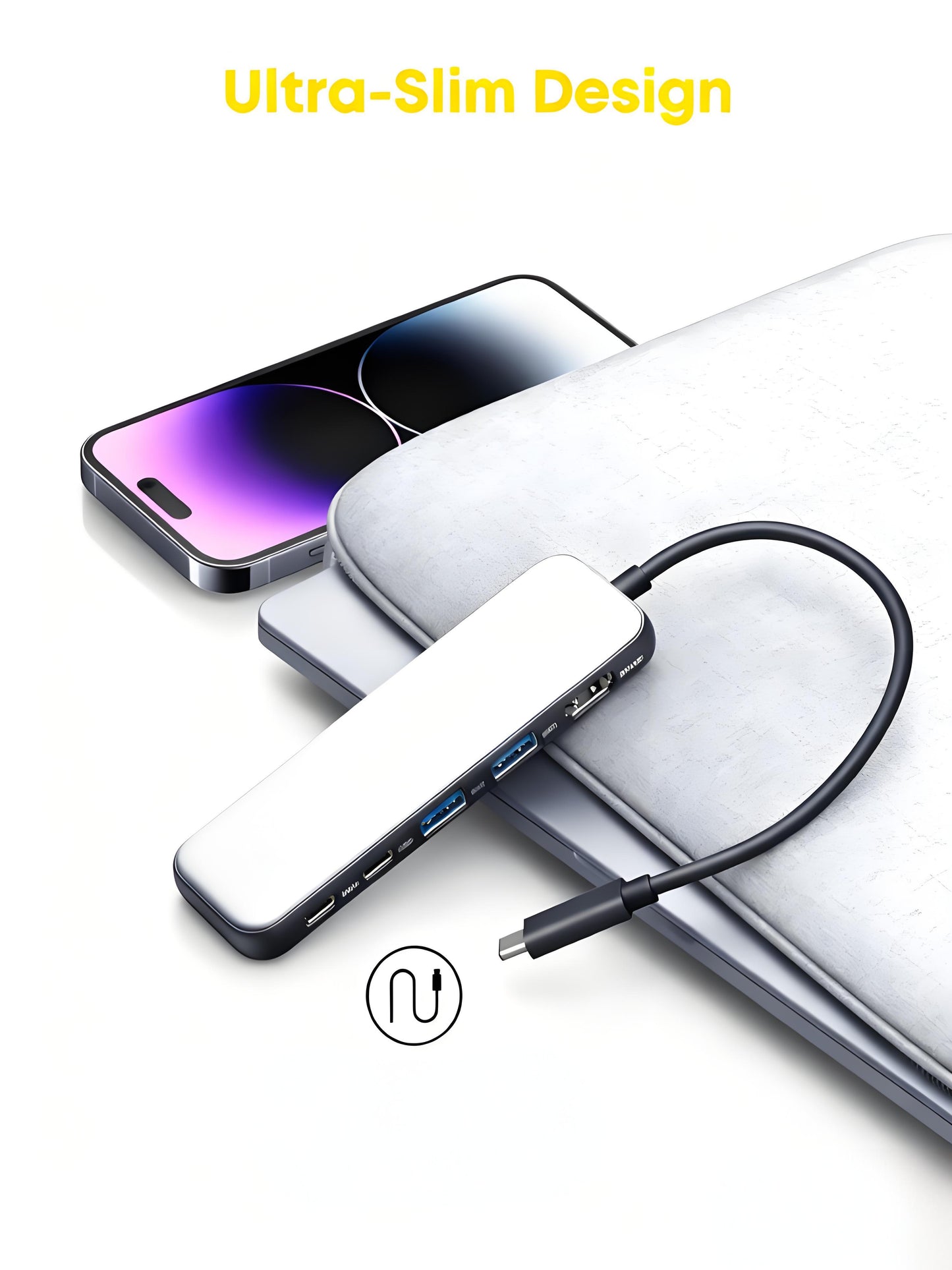 5-in-1 USB-C Hub with 4K HDMI, 85W Power Delivery, USB 3.0 Ports for Laptop & Devices