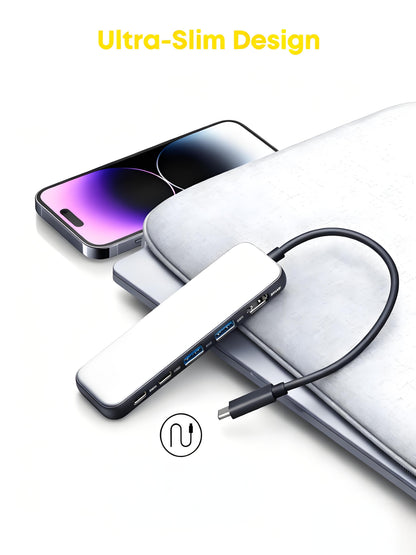 5-in-1 USB-C Hub with 4K HDMI, 85W Power Delivery, USB 3.0 Ports for Laptop & Devices