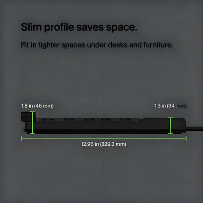 12-Outlet Surge Protector Power Strip with 3940 Joules, 8ft Extended Cable & Slim Profile for Home/Office