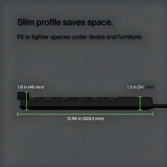 12-Outlet Surge Protector Power Strip with 3940 Joules, 8ft Extended Cable & Slim Profile for Home/Office