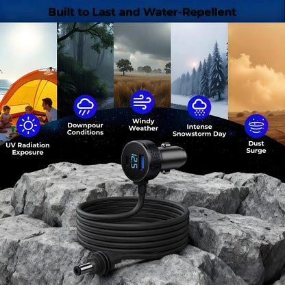 35W USB-C & 30W USB-A Car Charger with DC Power Cable for Starlink Mini, Waterproof & Durable Vehicle Charging Adapter