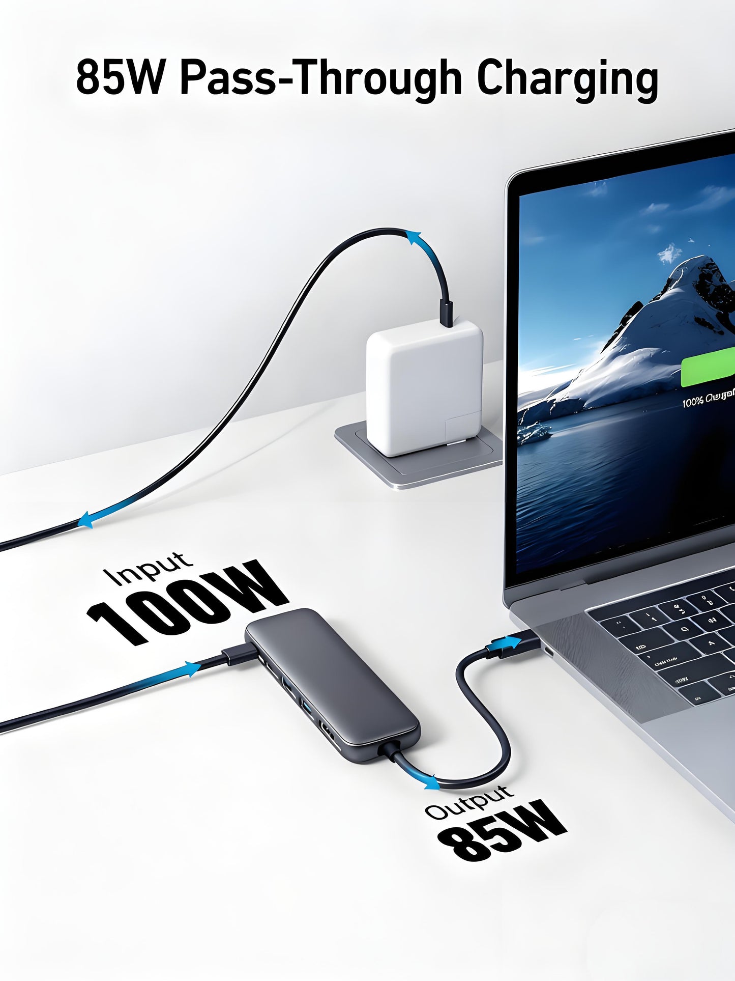 5-in-1 USB-C Hub with 4K HDMI, 85W Power Delivery, USB 3.0 Ports for Laptop & Devices