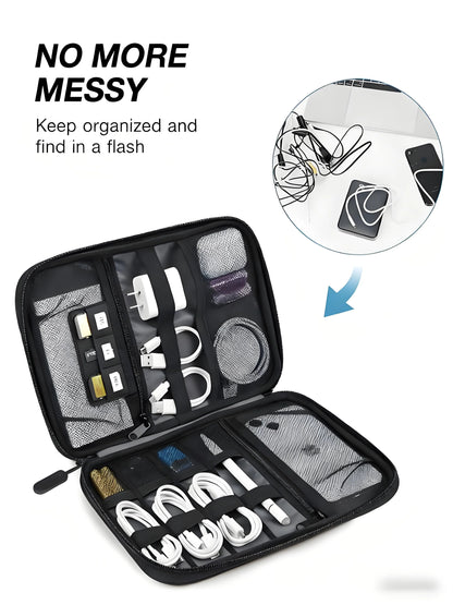 Electronics Organizer Bag, Compact Travel Cable Organizer with Multiple Compartments for Cables, Chargers, SD Cards, and Electronic Accessories