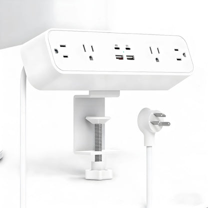 30W PD USB-C Power Strip with Desk Clamp, Flat Plug Surge Protector for Home & Office
