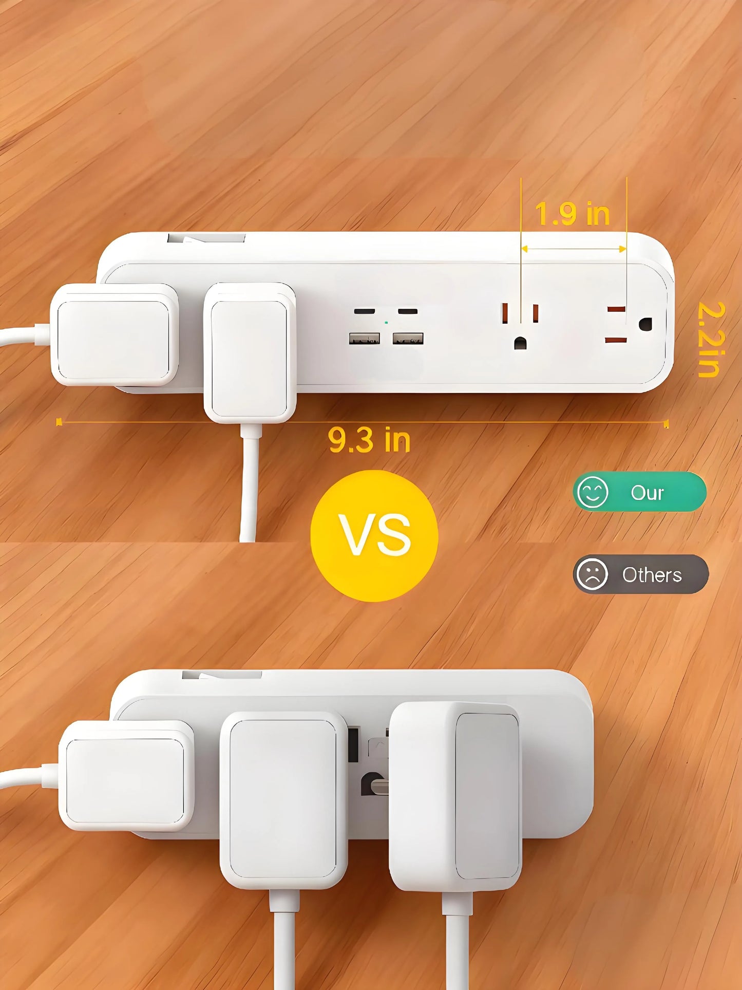 30W PD USB-C Power Strip with Desk Clamp, Flat Plug Surge Protector for Home & Office