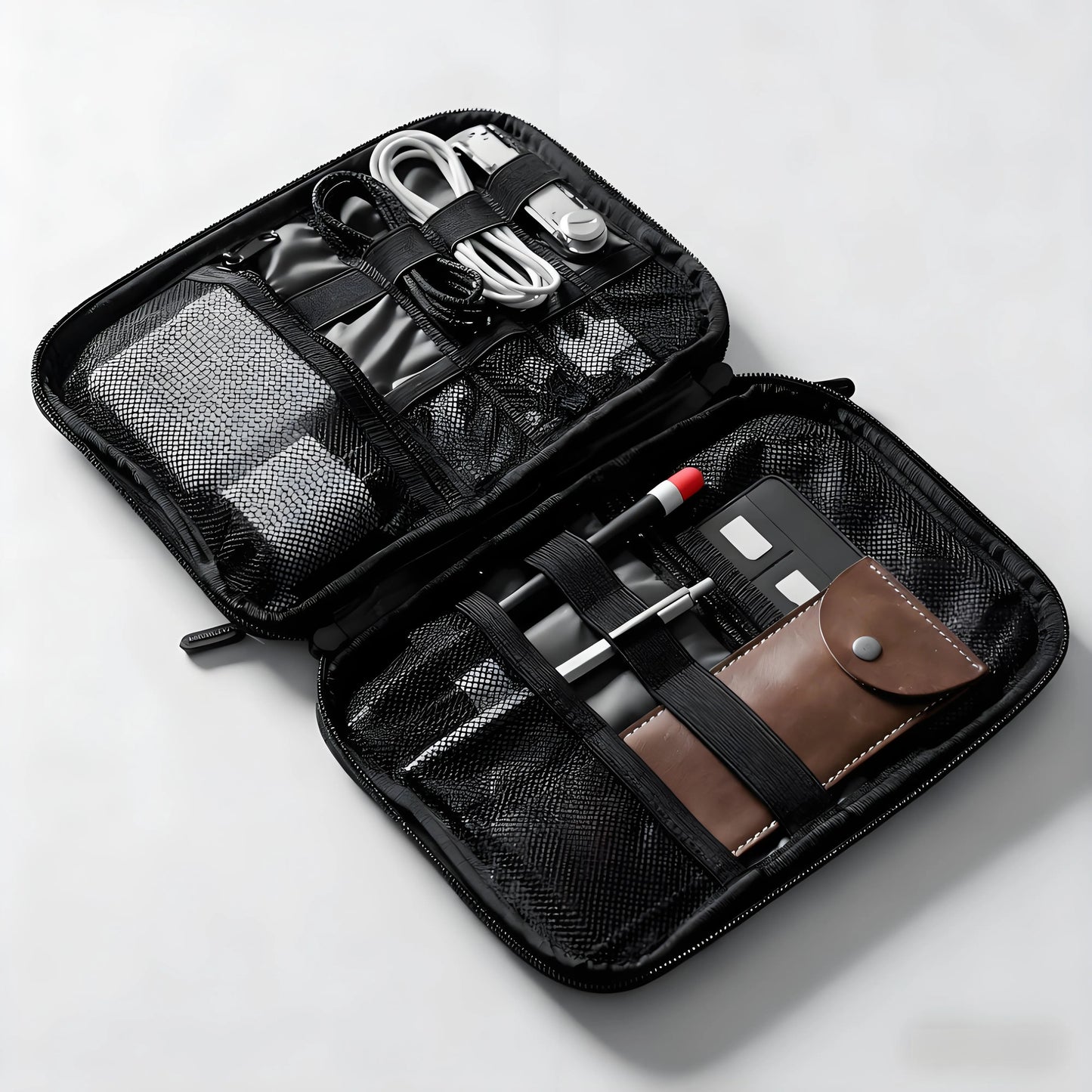 Electronics Organizer Bag, Compact Travel Cable Organizer with Multiple Compartments for Cables, Chargers, SD Cards, and Electronic Accessories