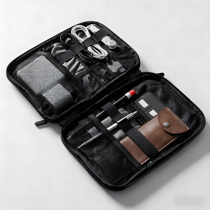 Electronics Organizer Bag, Compact Travel Cable Organizer with Multiple Compartments for Cables, Chargers, SD Cards, and Electronic Accessories