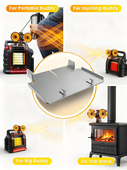 Dual-Blade Heat-Powered Stove Fan, Ultra-Quiet 12-Blade Fireplace Fan with Overheat Protection for Portable Heaters & Wood Stoves